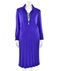 St. John Collection 3Pc Skirt Suit w/ Silk Cami in Amethyst Multi