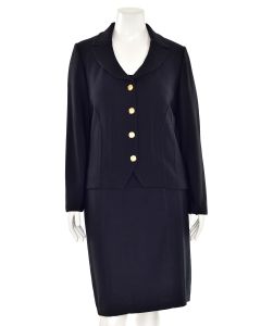 St. John Collection 3Pc Welted Jacket Top & Skirt Suit in Black
