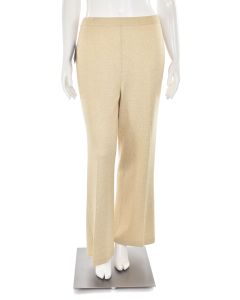 St. John Collection Flared Pants in Gold/White Shimmer