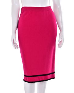 St. John Collection Hot Pink Santana Knit Skirt w/ Black Trim