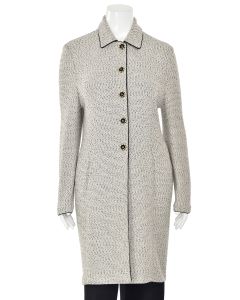 St. John Collection Long Jacket in White/Black Tweed
