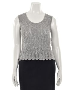 St. John Collection Marled Gray Open Knit Top