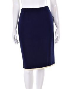 St. John Collection Navy Blue Skirt With Cream Trim At Hem