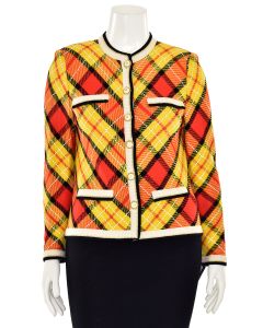 St. John Collection Plaid Jacket in Red/Yellow