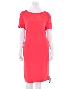 St. John Collection Pointelle Knit Sheath Dress in Coral