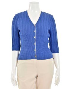 St. John Collection Royal Blue Open Knit Cardigan