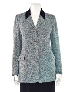 St. John Collection Tweed Jacket in Aqua/Black