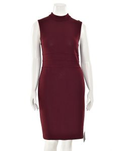 St. John Collection Welted Sheath Dress in Burgundy