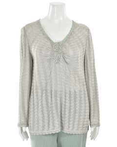 St. John Couture Beaded Tunic Top in Silver Glitter Knit