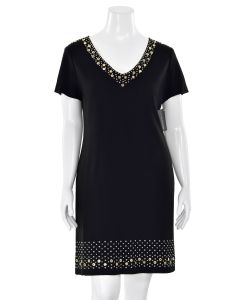 St. John Couture Milano Knit Studded Sheath Dress in Caviar