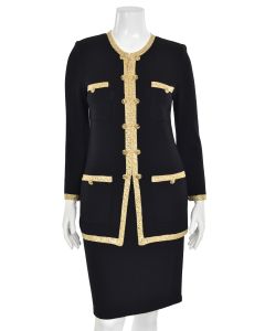 St. John Evening 2Pc Black/Gold Crystal Jacket & Skirt Suits