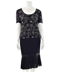 St. John Evening 2Pc Crystal Top & Skirt Set in Black