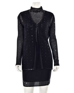 St. John Evening 3Pc Sparkly Skirt Suit in Black