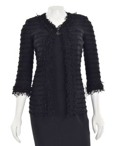 St. John Evening Black Fringe / Novelty Knit Jacket