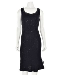 St. John Evening Crystal Fit & Flare Dress in Black