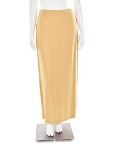 St. John Evening Long Skirt w/ Back Vent in Gold Glitter Knit