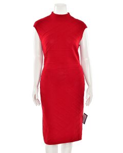 St. John High Neck Welted Dress in Red
