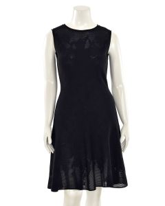 St. John Jacquard Knit Fit & Flare Dress in Black