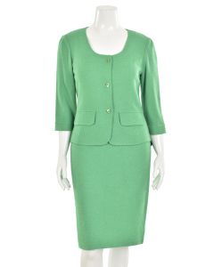 St. John Knits 2Pc Dress Suit in Emerald Green
