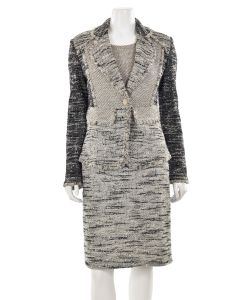 St. John Knits 2Pc Dress Suit in Patchwork Tweed Multi