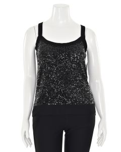St. John Knits All-over Sequin Knit Top in Caviar