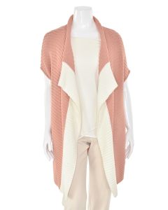 St. John Knits Cable Knit Wrap in Peach/Cream