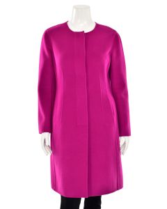 St. John Knits Felted Wool/Cashmere Coat in Dark Pink