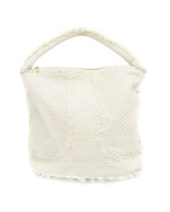 St. John Knits Fringe Knit Shoulder Bag in Cream