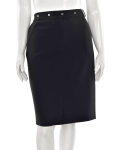St. John Knits Knee Length Skirt w/ Buckle & Rivets in Black