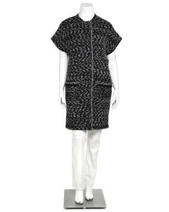 St. John Long Black & White Boucle Knit Jacket