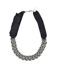 St. John Knits Silver Crystal Curb Link Necklace