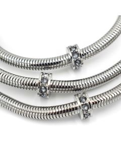 St. John Knits Silver Crystal Snake Chain Necklace