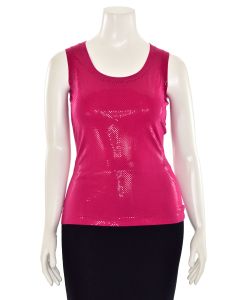 St. John Knits Stretch Jersey Sparkle Top in Magenta