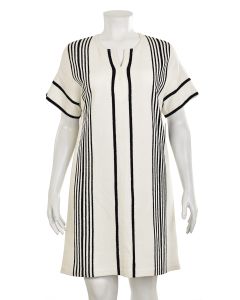 St. John Knits White/Black Striped Tunic Dress