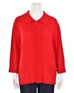 St. John Knits Zip-Up Cardigan in Red