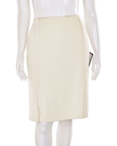 St. John Santana Knit Satin Trimmed Skirt in Bright White