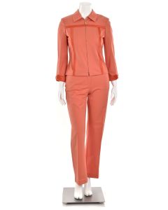 St. John Sport 2Pc Tangerine Twill Jacket & Pant Suit