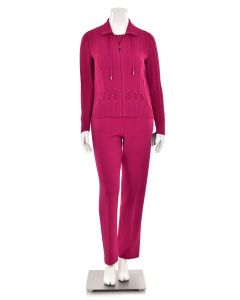 St. John Sport 3Pc Cosmo Pink Casual Knit Jacket Top & Pant Suit Set