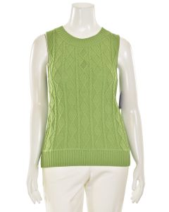 St. John Sport Cable Knit Sleevless Shell in Mario Green