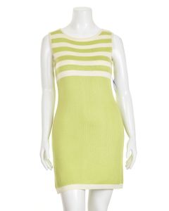 St. John Sport Lime Green/White Striped Shift Dress