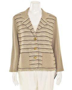 St. John Sport Striped Jacket in Ivory Cream/Tawny Multi