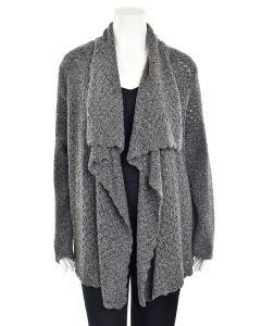 St. John Collection Long Belted Cardigan in Black/Leopard sz X-Large
