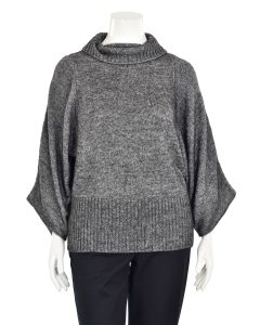 St. John Yellow Label Turtleneck Sweater in Marled Charcoal