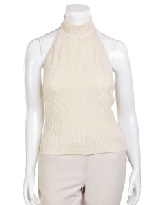 St. John Bright White Cable Knit Halter Top