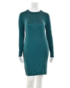 Tory Burch Long Sleeve Silk Jersey Sheath Dress in Navy/Green Print
