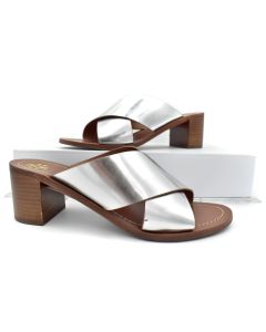 Tory Burch Montrose Stacked Block Heel in Silver