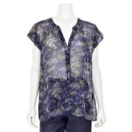Joie Sheer Cap Sleeve Floral Print Silk Blouse