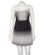 Tibi Graphic Black & White Pixelated Strapless Mini Dress